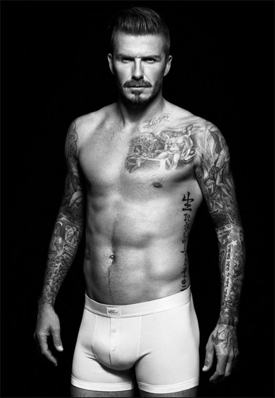 David Beckham 演绎H&M秋冬内衣广告大片 大秀酷炫纹身